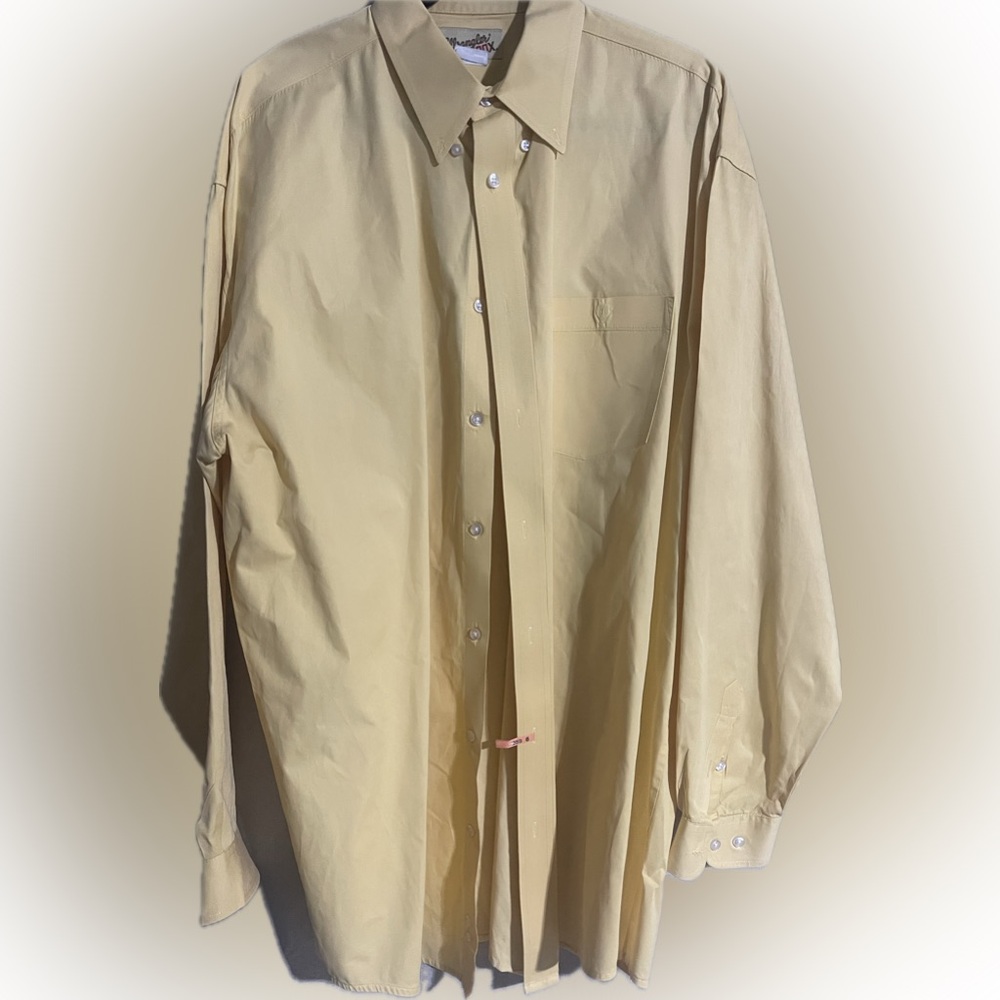 XLT men’s western shirt by Wrangler 20 X. A beautiful yellow color, laundered.